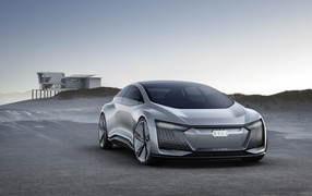 Silver electric car concept Audi Aicon