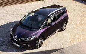 Фиолетовый автомобиль Renault Grand Scenic, 2017  вид сверху