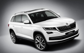 Белый автомобиль Skoda Kodiaq 2017 