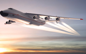 Реактивный самолет АН-225 Мрия на взлете 