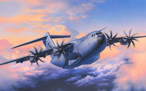 Military transport aircraft Airbus A400M in the sky