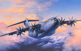 Военный транспортный самолет Airbus  A400M  в небе