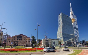 Beautiful high-rise buildings in the city of Batumi