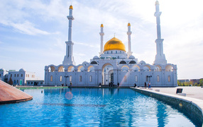 Beautiful white mosque Nur Astana