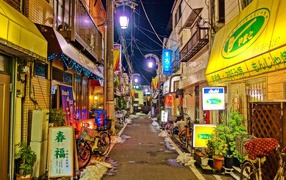Bright street of night Tokyo