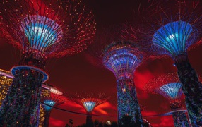 Фантастическая архитектура ночного города Сингапур 