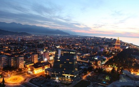 The lights of the evening city of Batumi