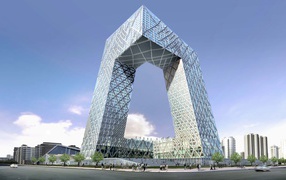 Unusual building, the headquarters of the Central Television of China in Beijing