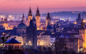 View of the evening Prague