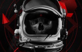 Человеческий череп в шлеме астронавта