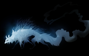 Фантастическое животное из тьмы на черном фоне