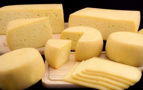 Fresh hard cheeses close-up