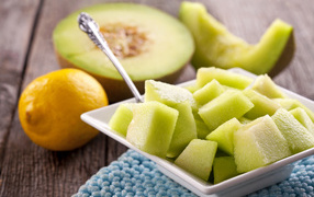 Pieces of melon in a plate