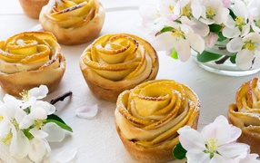 Appetizing cakes Rosettes with apples
