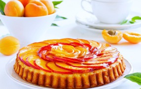 Appetizing pie from nectarines on the table