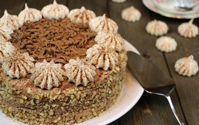 Большой торт с орехами и шоколадом 