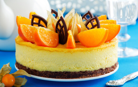 Delicious cake with oranges