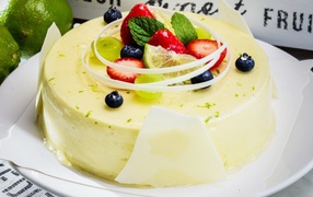 Lemon cake with fresh fruit