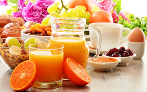 Freshly squeezed orange juice for breakfast