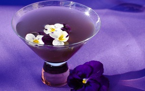 Фиолетовый коктейль Сангрия с текилой и цветами фиалки