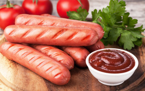 Sausage barbecue with sauce