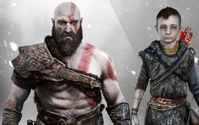 Кратос с сыном персонажи игры God of War