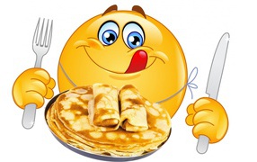 Smiley with pancakes on Pancake Day card