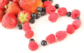 Edible heart of raspberries