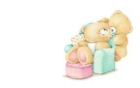 Loving Teddy bears on a white background