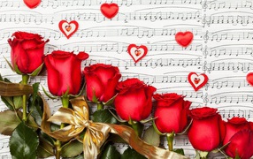 Notes and red roses