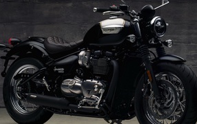 Big black motorcycle Triumph Bonneville Speedmaster, 2018