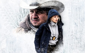 Актеры Элизабет Олсен и Джереми Реннер в фильме Ветреная река, 2017