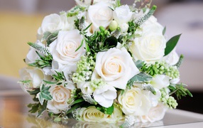 Wedding bouquet with white roses