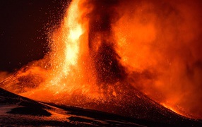 Eruption of the volcano Etna, Sicily