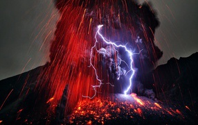 The eruption of the volcano Sakurajima, Japan