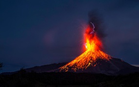 Volcanic eruption Colima, Mexico