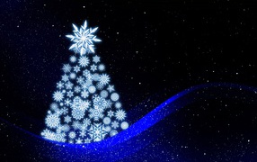 Новогодняя елка из белых снежинок арт