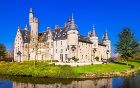 Castle in Born near the pond, Belgium