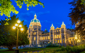Parliament of British Columbia in garlands, Vancouver. Canada