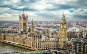 Westminster Palace and Big Ben against the sky, London. England 