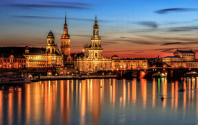 Hofkirche Cathedral in the evening, Dresden. Germany