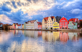 Multicolored houses on the waterfront, Germany