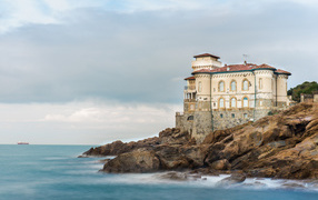 Ancient building of Boccale Castle on the coast, Italy