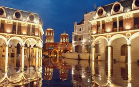 Площадь Пьяцца-дель-Пополо вечером, Рим. Италия