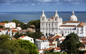 Panorama of the architecture of Lisbon, Portugal
