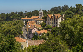 View of beautiful houses in Sintra, Portugal