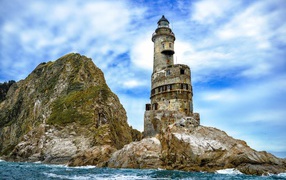 Abandoned lighthouse at Cape Aniva Sakhalin Island, Russia
