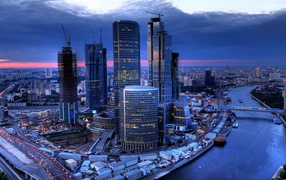 Construction of skyscrapers in the city of Moscow, Russia 