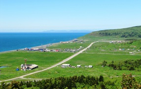 Панорама села Новиково, Сахалин. Россия 
