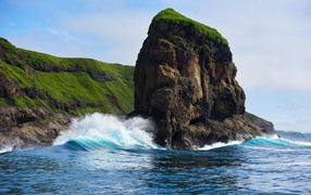 Rock on Shikotan Island, the Kuril Islands. Russia